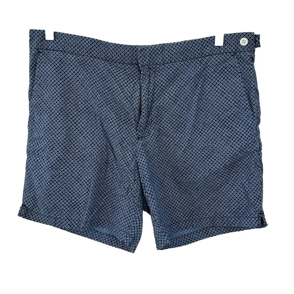 Club Monaco Shorts Mens 34 Blue Flat Front Chino‎ Casual Cotton 6